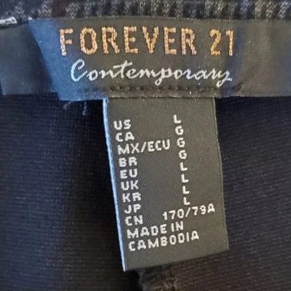 Forever 21 Gray Herringbone Activewear Legging with Checks Stripes SZ L - Picture 4 of 8